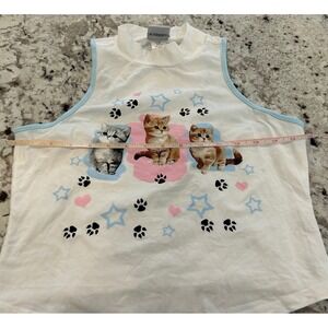 Sweet Society Kitten Paw Print Tank Top‎ Women's Size M White Blue Girlhoodcore